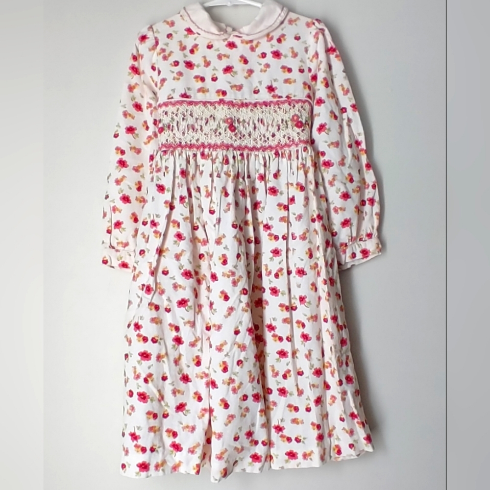 Laura Ashley Corduroy Floral Print Dress Long Slevee